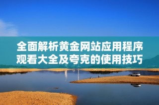 全面解析黄金网站应用程序观看大全及夸克的使用技巧