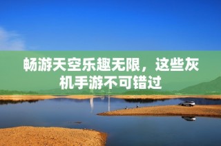 畅游天空乐趣无限，这些灰机手游不可错过