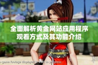 全面解析黄金网站应用程序观看方式及其功能介绍