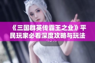 《三国群英传霸王之业》平民玩家必看深度攻略与玩法分享