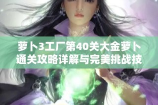 萝卜3工厂第40关大金萝卜通关攻略详解与完美挑战技巧分享