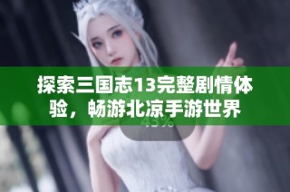 探索三国志13完整剧情体验，畅游北凉手游世界