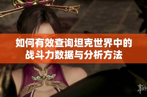 如何有效查询坦克世界中的战斗力数据与分析方法