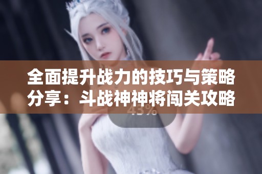 全面提升战力的技巧与策略分享：斗战神神将闯关攻略