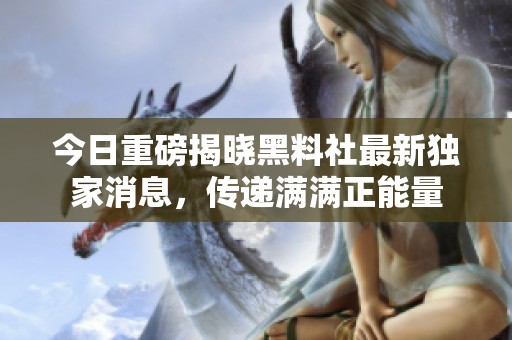 今日重磅揭晓黑料社最新独家消息，传递满满正能量
